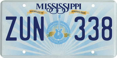 MS license plate ZUN338