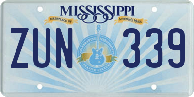 MS license plate ZUN339