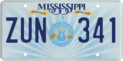 MS license plate ZUN341