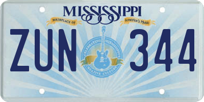 MS license plate ZUN344