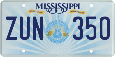 MS license plate ZUN350