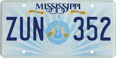 MS license plate ZUN352