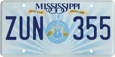 MS license plate ZUN355