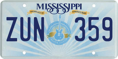 MS license plate ZUN359