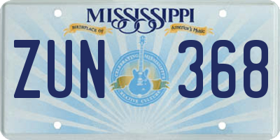 MS license plate ZUN368