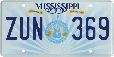 MS license plate ZUN369