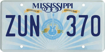 MS license plate ZUN370