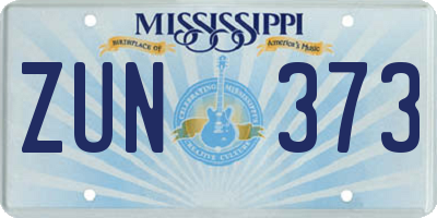 MS license plate ZUN373