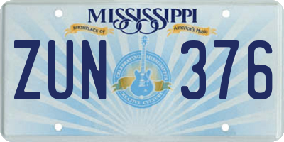 MS license plate ZUN376