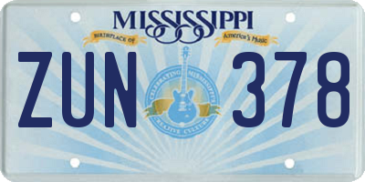 MS license plate ZUN378
