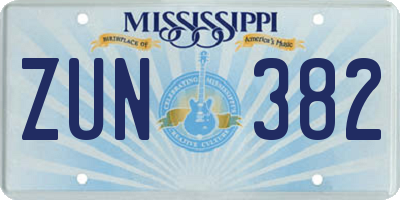 MS license plate ZUN382