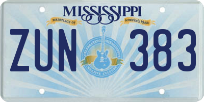 MS license plate ZUN383