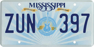 MS license plate ZUN397