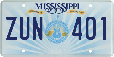 MS license plate ZUN401