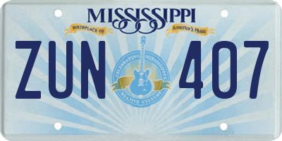 MS license plate ZUN407