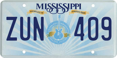 MS license plate ZUN409
