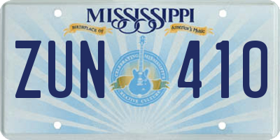 MS license plate ZUN410