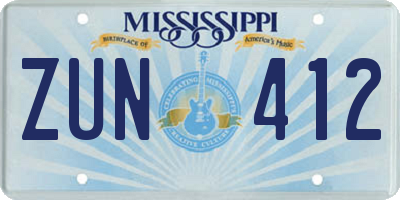 MS license plate ZUN412