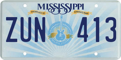 MS license plate ZUN413