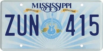 MS license plate ZUN415