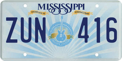MS license plate ZUN416