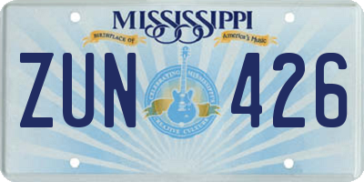 MS license plate ZUN426