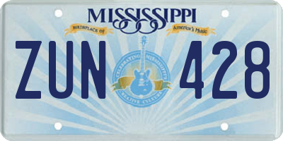MS license plate ZUN428
