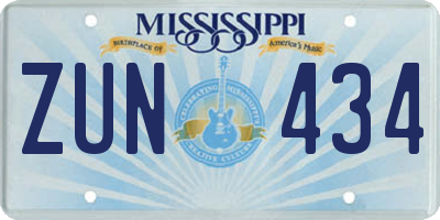 MS license plate ZUN434