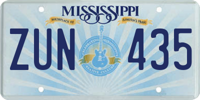 MS license plate ZUN435