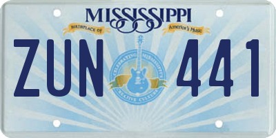 MS license plate ZUN441