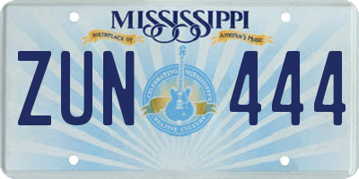 MS license plate ZUN444