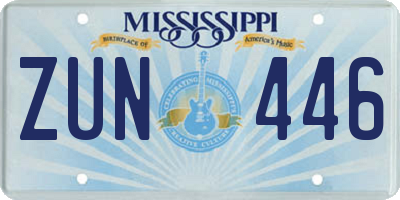 MS license plate ZUN446