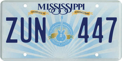 MS license plate ZUN447