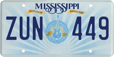 MS license plate ZUN449