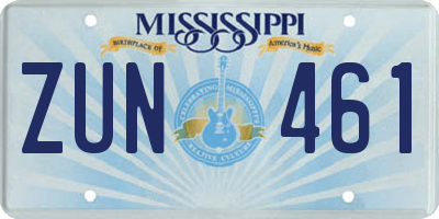 MS license plate ZUN461