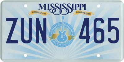 MS license plate ZUN465