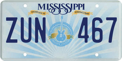 MS license plate ZUN467