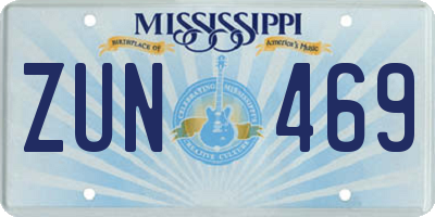 MS license plate ZUN469