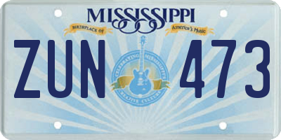 MS license plate ZUN473
