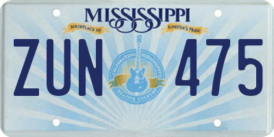 MS license plate ZUN475
