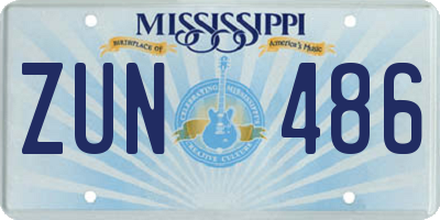 MS license plate ZUN486