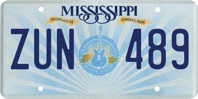 MS license plate ZUN489