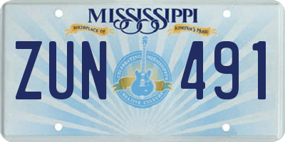 MS license plate ZUN491
