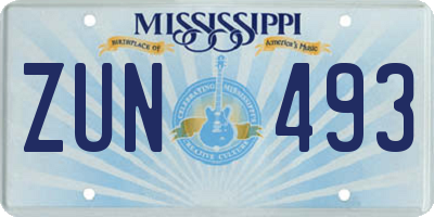 MS license plate ZUN493