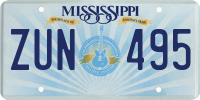 MS license plate ZUN495