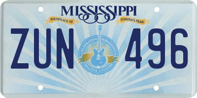 MS license plate ZUN496