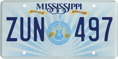 MS license plate ZUN497