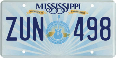 MS license plate ZUN498