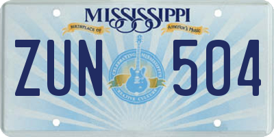 MS license plate ZUN504