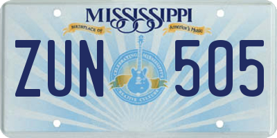 MS license plate ZUN505